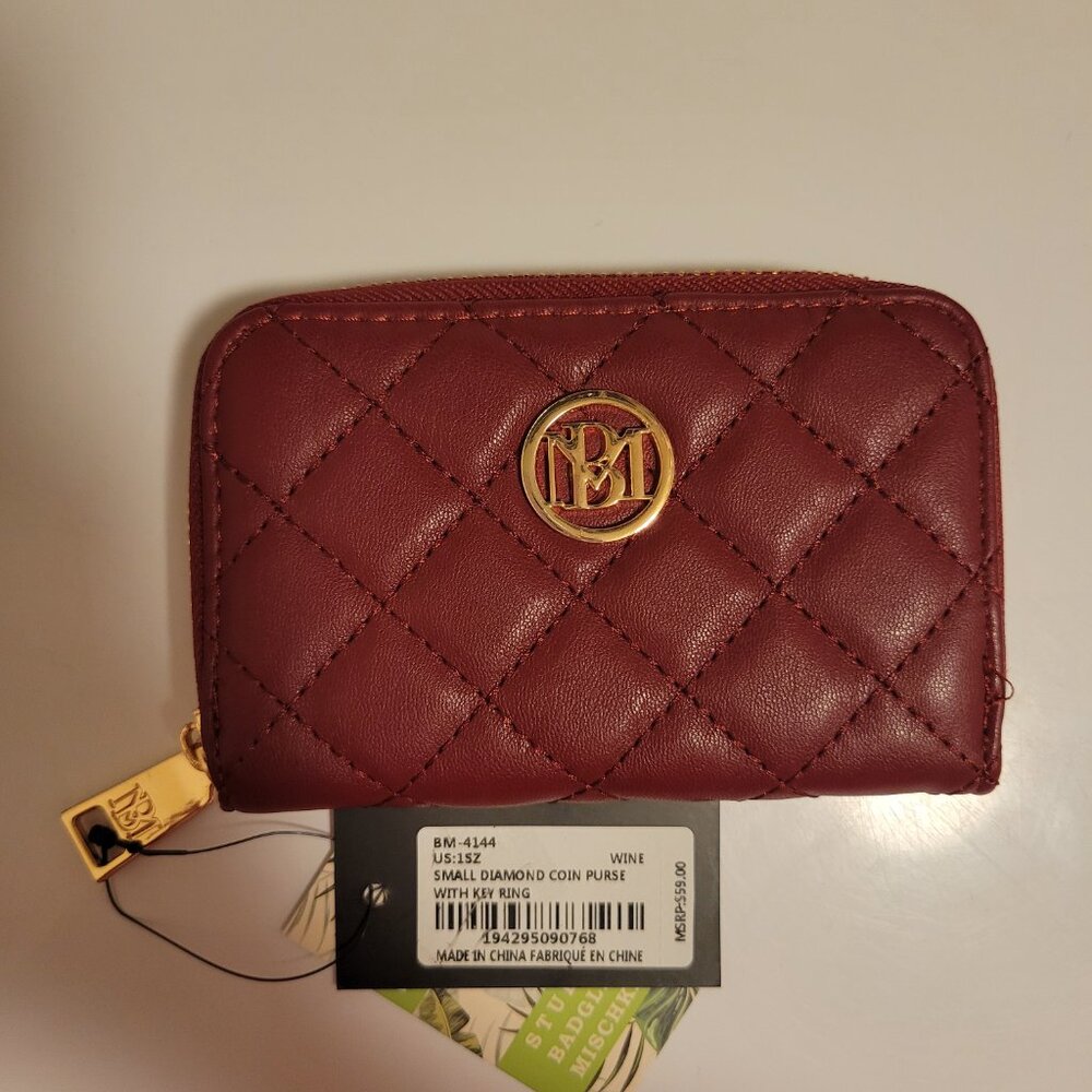 NWT Badgley Mischka Small Diamond Coin Purse with Key Ring - Picture 2 of 6